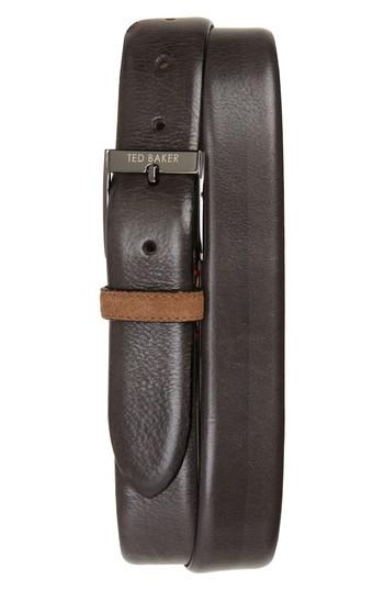 Men's Ted Baker London Pests Leather Belt - Charcoal