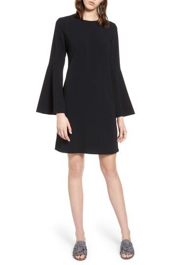 Petite Women's Halogen Bow Back Flare Sleeve Dress P - Black