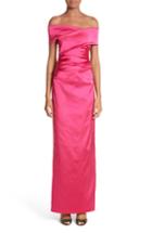 Women's Talbot Runhof Stretch Satin Off The Shoulder Column Gown