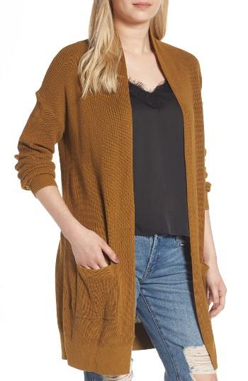 Women's Bp. Lightweight Rib Stitch Cardigan, Size - Brown