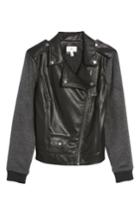 Women's Bp. Faux Leather Varsity Moto Jacket, Size - Black