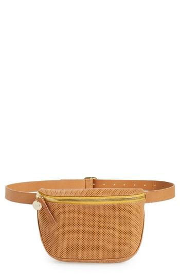 Clare V. Perforated Leather Supreme Fanny Pack - Brown