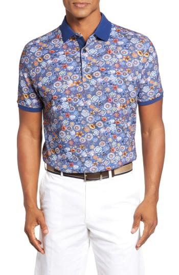 Men's Paul & Shark Floral Print Polo - Blue