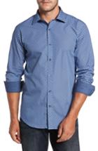 Men's Bugatchi Trim Fit Dot Print Sport Shirt - Blue