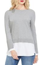 Women's Vince Camuto Layered Crewneck Sweater, Size - Grey