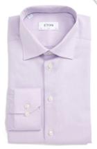 Men's Eton Slim Fit Herringbone Dress Shirt - Purple