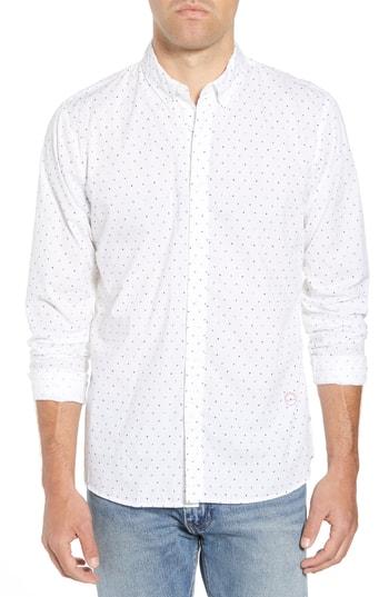 Men's Scotch & Soda Amsterdams Blauw Simple Light Print Sport Shirt - White