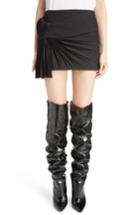 Women's Saint Laurent Pleated Wool Gabardine Miniskirt Us / 36 Fr - Black