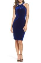 Women's Taylor Dresses Velvet Twisted Halter Dress - Blue
