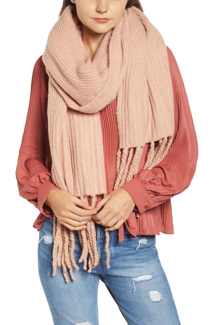 Women's Free People Jaden Rib Knit Blanket Scarf, Size - Pink