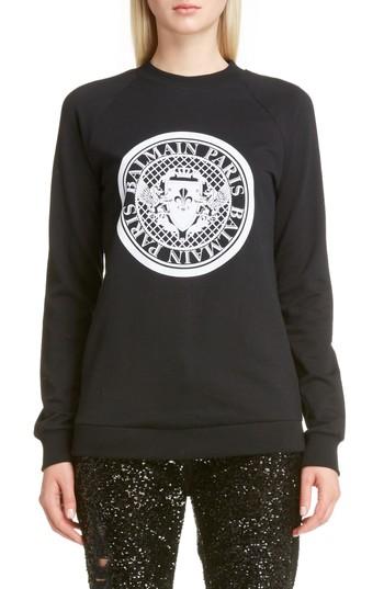 Women's Balmain Coin Logo Sweatshirt Us / 34 Fr - Black