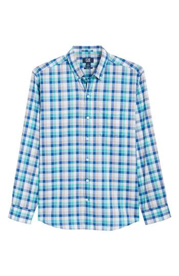 Men's Cutter & Buck Dylan Easy Care Plaid Sport Shirt, Size - Blue