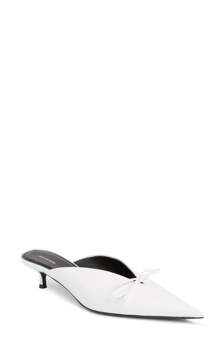 Women's Balenciaga Bow Pointy Toe Mule .5us / 36.5eu - White