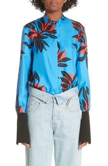 Women's Roksanda Imani Floral Print Silk Shirt Us / 10 Uk - Blue