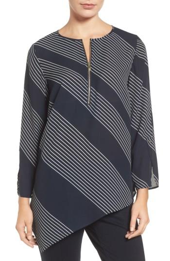 Women's Chaus Mixed Media Stripe Top - Blue