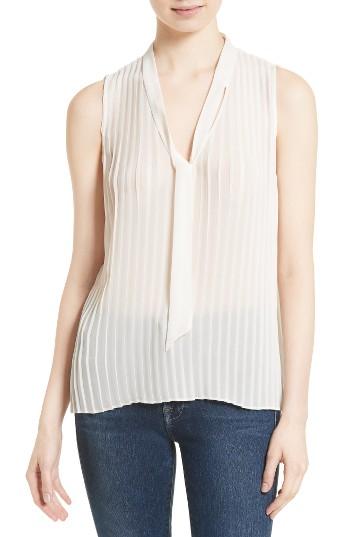 Women's Frame Tie Neck Pleated Blouse - White
