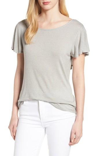 Women's Bobeau Reversible Ruffle Trim Tee - Grey