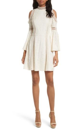 Women's Alice + Olivia Enya Embroidered Cold Shoulder Dress - Ivory