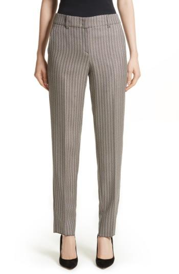 Women's Armani Collezioni Herringbone Slim Pants - Beige