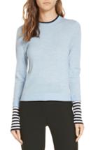 Women's Veronica Beard Avory Contrast Cuff Merino Wool Sweater - Blue