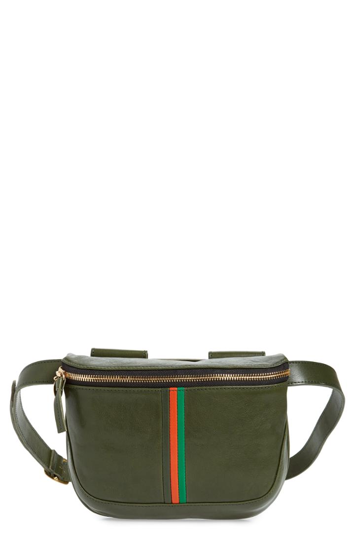 Clare V. Stripe Leather Fanny Pack - Green