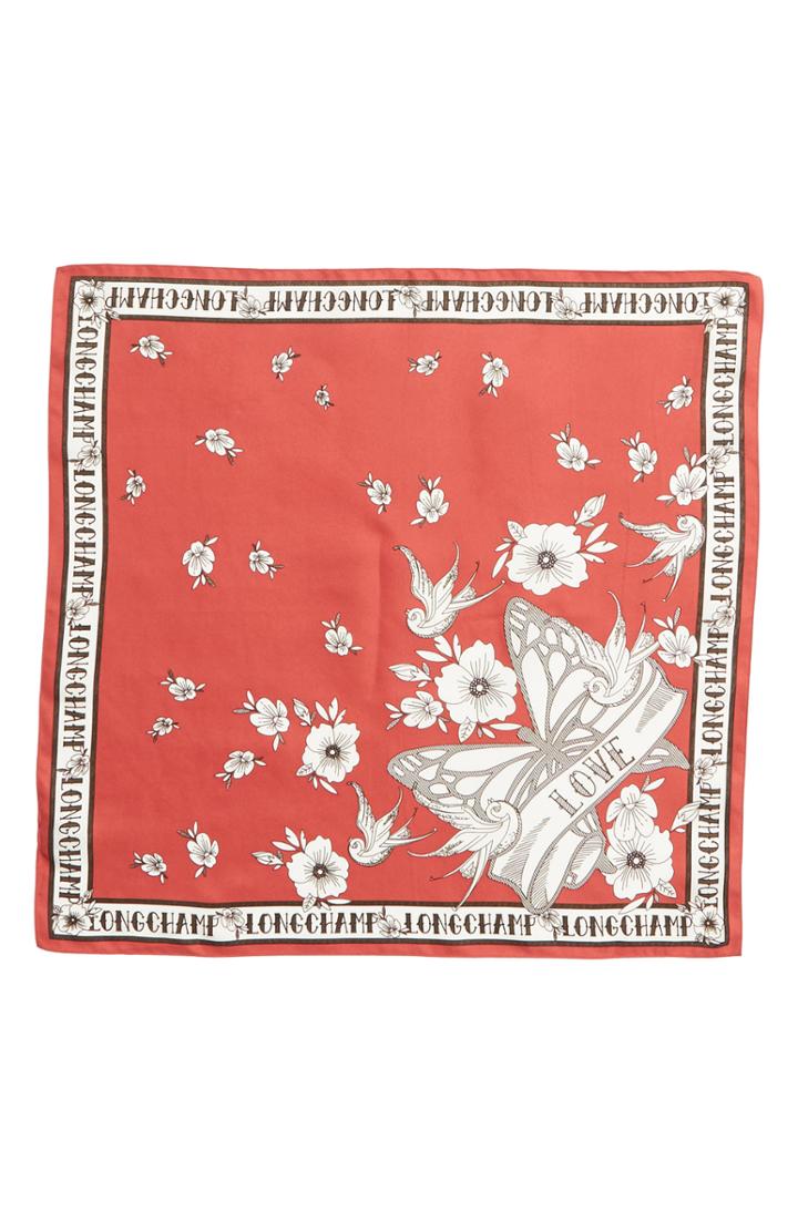 Women's Longchamp Tattoo Silk Scarf, Size - Red