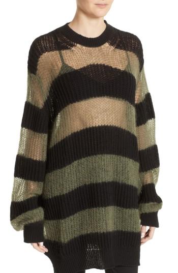 Women's Mcq Alexander Mcqueen Sheer Stripe Knit Tunic - Black