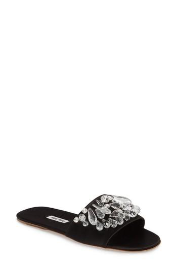 Women's Miu Miu Embellished Slide Sandal Us / 34eu - Blue