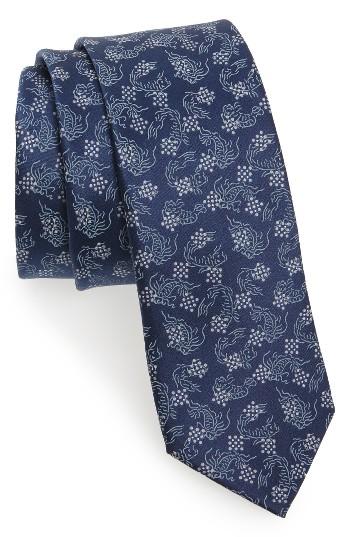 Men's Lanvin Koi Fish Silk Skinny Tie