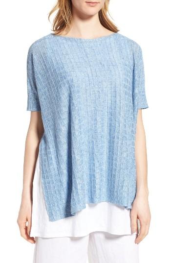 Women's Eileen Fisher Linen Side Slit Sweater - Blue