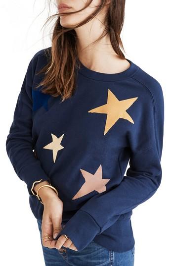 Women's Madewell Starry Sweatshirt, Size - Blue