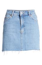 Women's Topshop Moto Stripe Denim Skirt Us (fits Like 0) - Blue