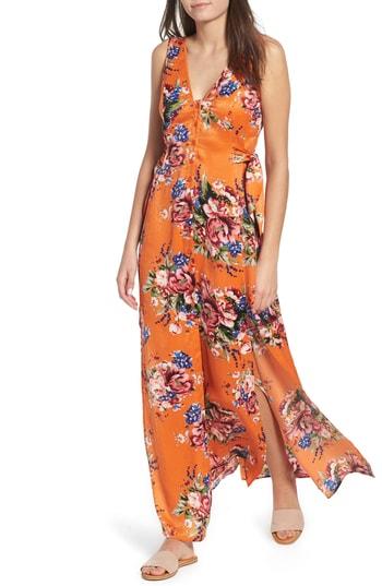 Women's Band Of Gypsies Naomi Satin Maxi Dress - Orange