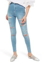 Women's Topshop Joni Super Rip Skinny Jeans X 36 - Blue
