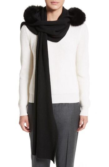 Women's Max Mara Genuine Fox Fur Trim Scarf