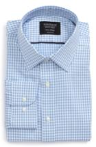 Men's Nordstrom Men's Shop Tech-smart Traditional Fit Check Dress Shirt 32/33 - Blue