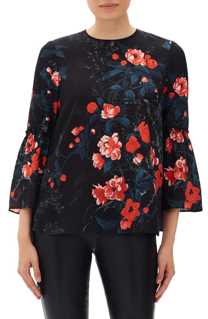 Women's Lafayette 148 New York Roslin Floral Print Silk Blouse