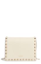Valentino Mini Rockstud Triple Compartment Leather Clutch - White