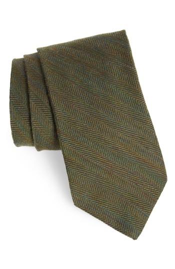 Men's Michael Bastian Herringbone Wool & Silk Tie, Size - Green