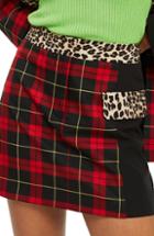 Women's Topshop Leopard Trim Tartan Skirt Us (fits Like 6-8) - Black