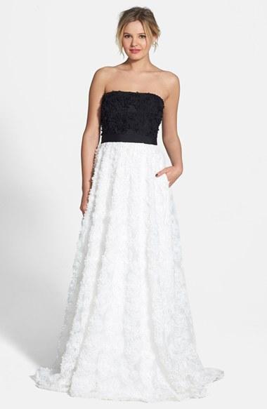 Women's Adrianna Papell Petal Applique Tulle Ballgown