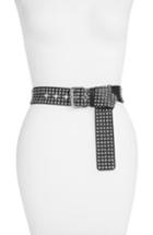 Women's Iro Stanka Crystal Studded Calfskin Leather Belt - Black Bla01