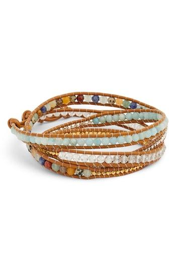 Women's Chan Luu Mixed Semiprecious Stone Leather Wrap Bracelet