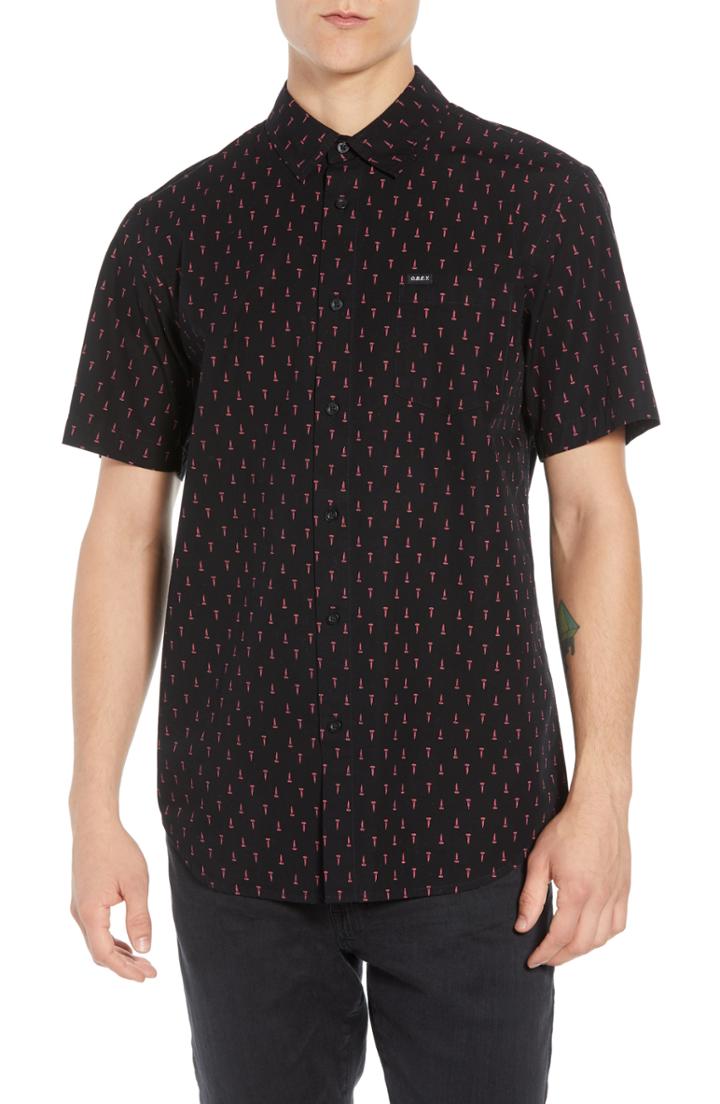 Men's Obey Screw Print Woven Shirt