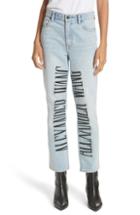 Women's T By Alexander Wang Logo Embroidered Straight Leg Jeans