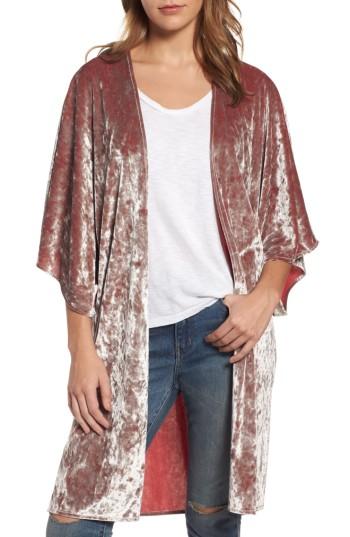 Women's Hinge Velvet Kimono, Size - Pink