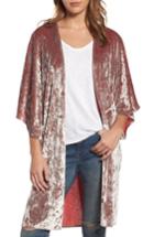 Women's Hinge Velvet Kimono, Size - Pink