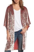 Women's Hinge Velvet Kimono, Size - Pink