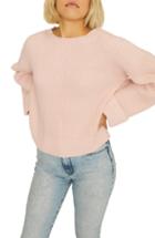 Women's Sanctuary Bell Sleeve Shaker Sweater, Size - Pink