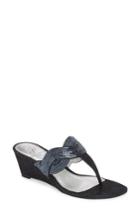 Women's Adrianna Papell Coco Beaded Wedge Sandal .5 M - Blue